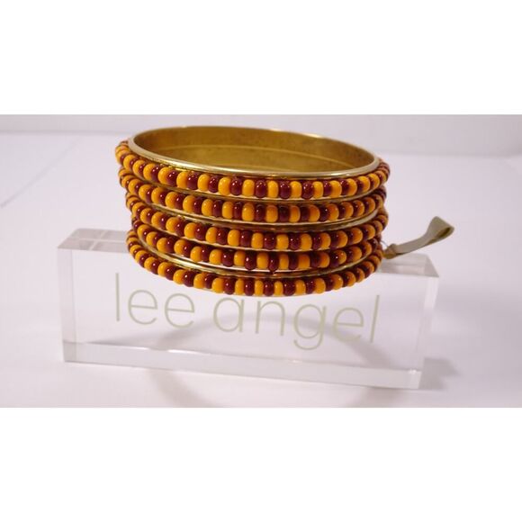 Neiman Marcus Lee Angel Women's Bead Stackable Bangle Bracelet Set 5 NWT 189 - Picture 7 of 7